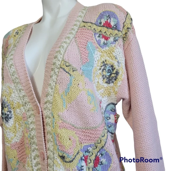 Vintage Chaus pastel pink cardigan - Picture 3 of 5